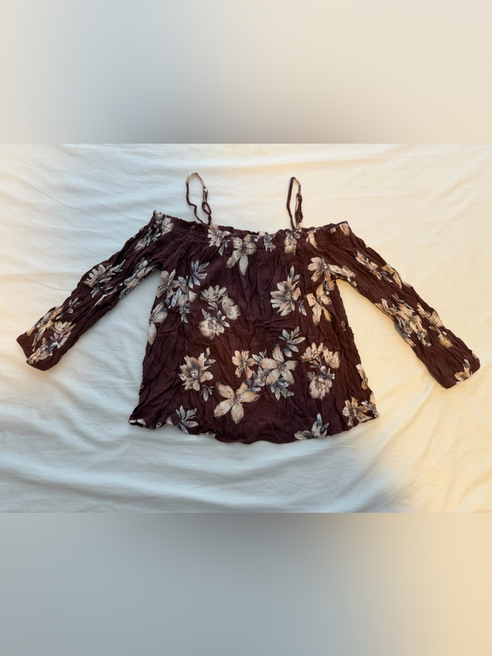 Women’s Off-Shoulder Floral Blouse in Burgundy